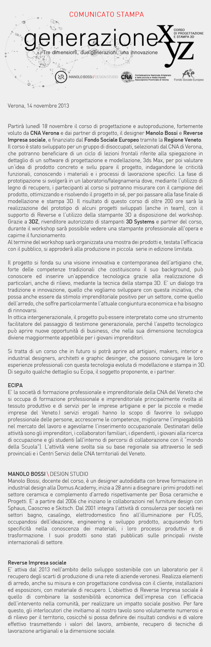 comunicato stampa Generazione XYZ